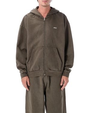 Obey Lowercase Pigment Zip Hoodie - Brown