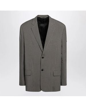 Balenciaga Khaki And Gingham Jacket - Gray