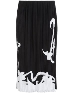 Lanvin Elegant Pleated Midi Skirt - Black