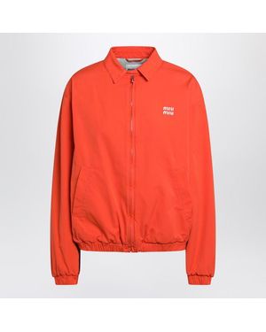 Miu Miu Cotton Blouson With Logo - Red