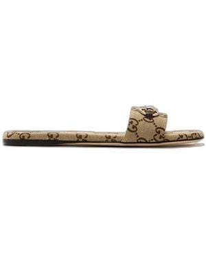 Gucci Gg Motif Slide Sandals - White