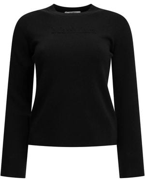 Max Mara Round-Neck T-Shirt Made Of Virgin Wool - Black