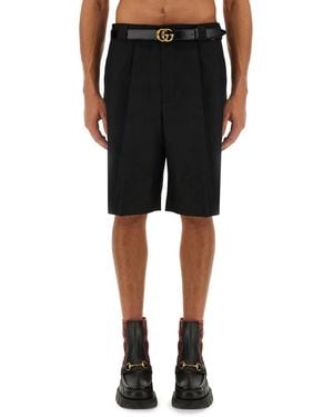 Gucci Wool Blend Twill Shorts - Black