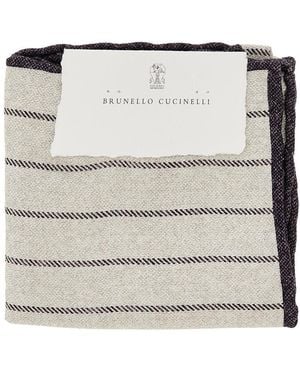Brunello Cucinelli Jacquard Silk Pocket Square - Metallic