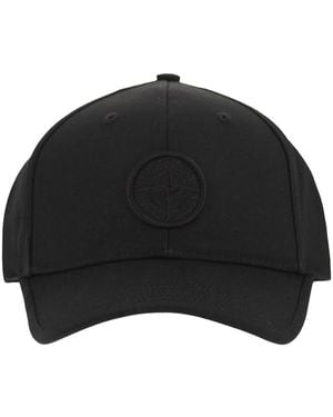 Stone Island Cap With Compass Logo - Black