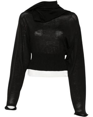 Rick Owens Scarf Cropped Asymmetrical Top - Black