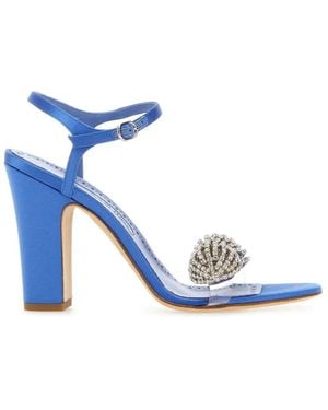 Manolo Blahnik Satin Elhob Sandals - Blue
