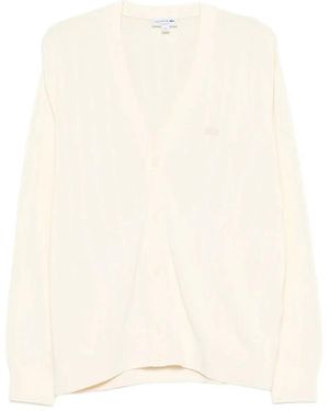 Lacoste Button Ribbed Cardigan - Natural
