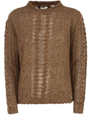 Herno Crew Neck Knitted Sweater - Brown