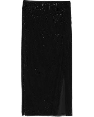 Self-Portrait Midi Skirt With Rhinestones - Black