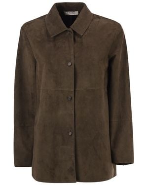 Max Mara S Max Mara Gocce Suede Jacket - Brown