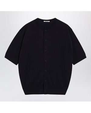 AURALEE Cotton Buttonup Sweater - Black