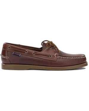 Sebago "Dockside Portland Waxed" Lace-Up Loafers - Brown