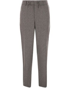 BOSS Brushed Stretch Flannel Pants With A Tapered Fit - Gray