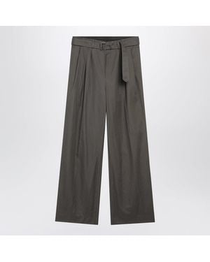 Dries Van Noten Khaki Wideleg Cotton Pants - Gray