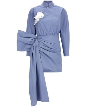 Self-Portrait Self Portrait Cotton Tie Side Mini' Dress - Blue