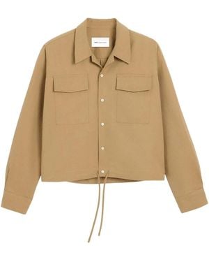 Ami Paris Cotton And Linen Long Sleeves Shirt - Natural