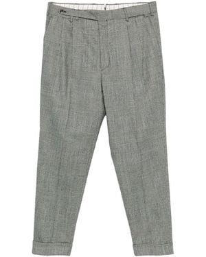 PT01 Checked Wool Carrot Trousers - Grey