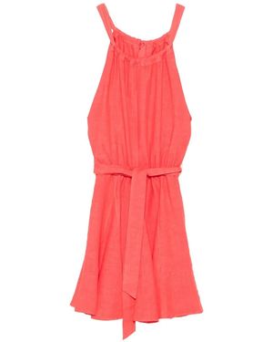 120% Lino Dress With Belt - Red