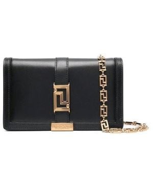 Versace Greca Goddess Wallet On Chain - Black