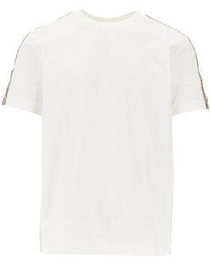 Burberry T-Shirt With Check Trimmings - White