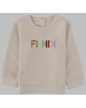 Fendi Felpa Girocollo Per Neonati Con Logo - Gray