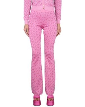 Versace Jacquard Trousers With Greek Print - Pink
