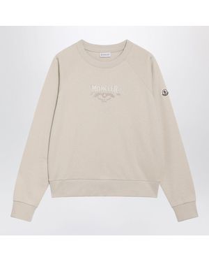 Moncler Light Sweatshirt With Logo Embroidery - Natural