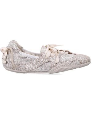 Acne Studios Lace-Up Leather Ballet Shoes - White