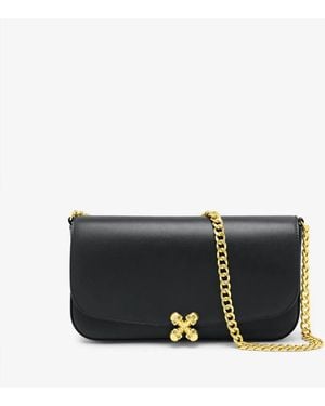 McQueen Leather Skull Flower Crossbody Bag - Black