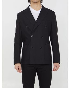 Tonello Double-Breasted Stretch Jacket - Blue