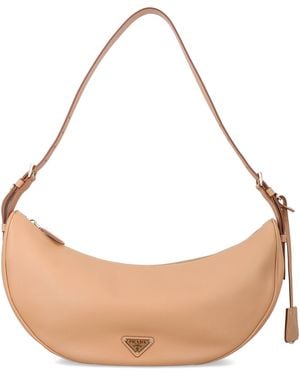 Prada Large Leather Hobo Bag - Natural