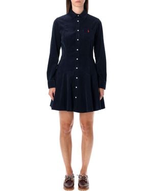 Polo Ralph Lauren Cotton Corduroy A-Line Shirtdress - Blue
