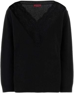 Gucci Wool Blend Oversize Sweater - Black