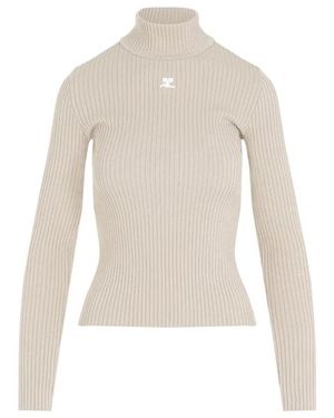 Courreges Courregès Courrèges Roll Neck Ribbed Jumper - White