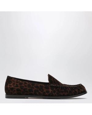 Aquazzura Leopardprint Suede Loafers - Black
