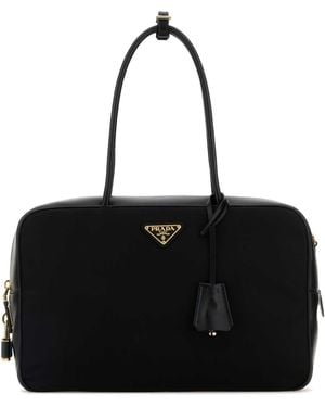 Prada Leather And Re-Nylon Handbag - Black