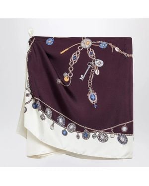 Versace Stolen Jewels Printed Silk Twill Mini Skirt - Purple