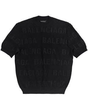 Balenciaga Allover Logo Top - Black