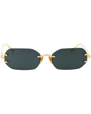 Linda Farrow Yellowgold/Deepgreen Titanium Sunglasses - Blue