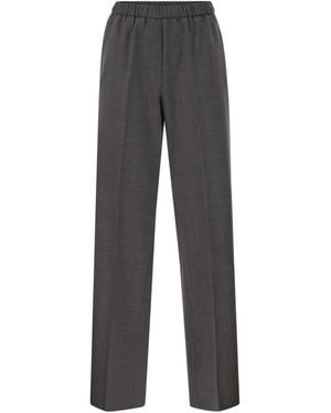 Peserico Stretch Wool Trousers With Elasticated Waistband - Grey