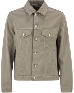 Brunello Cucinelli Lightweight Garment-Dyed Cotton Denim Jacket With Four Pockets For Comfort - Grey
