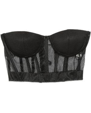 Elisabetta Franchi Mesh Corset Top - Black