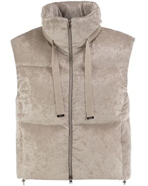 Herno Velvet-Effect Padded Gilet - Natural