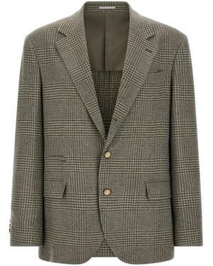 Brunello Cucinelli Prince Of Wales Blazer - Green
