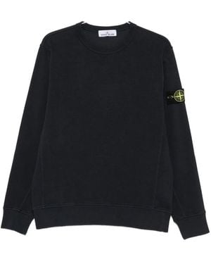 Stone Island Cotton Ribbed Crewneck Jumper - Black