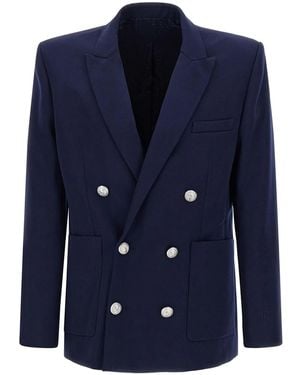 Balmain Grain De Poudre Blazer - Blue