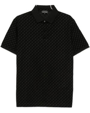 Emporio Armani Allover Logo Polo Shirt - Black