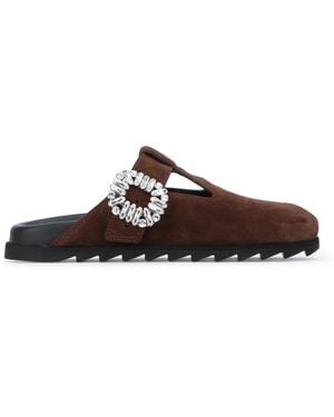Roger Vivier Slidy Viv Closed T-Strap Mule - Brown