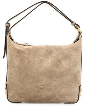 Tod's Metal Dots Mini Leather Shoulder Bag - White